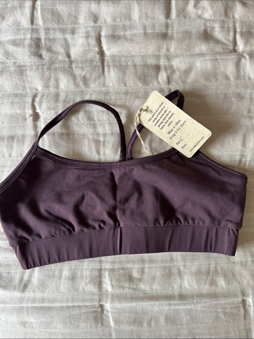 Revival by Kate Stretch Yoga Bralette - Deep Plum NWT Sustainable